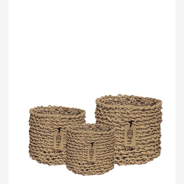 Woven Paper Baskets Set of 3, Natural