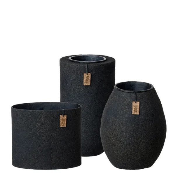 S/3 XL WOOD'z vase/pots, ASH